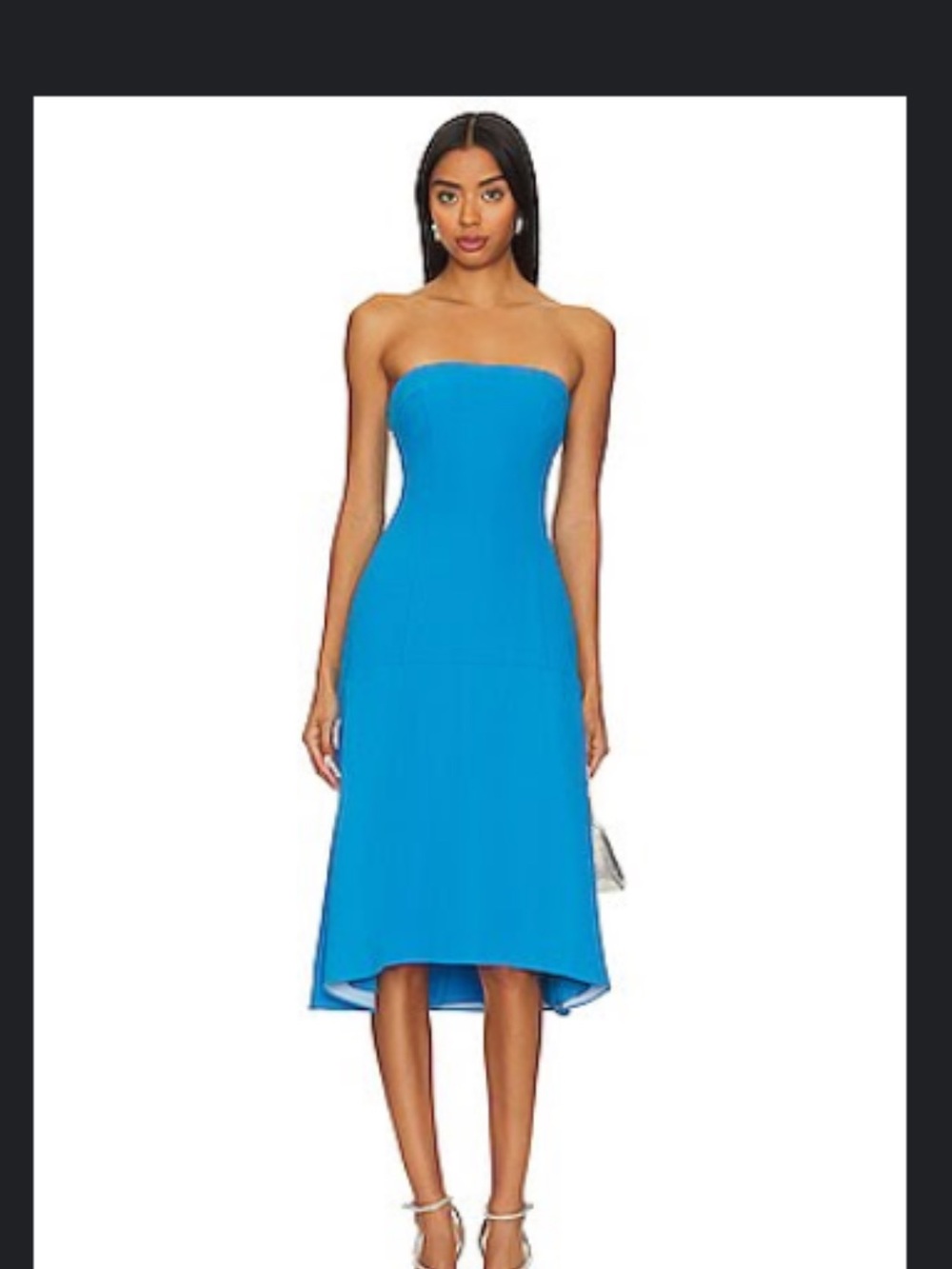 Amanda Uprichard Strapless Midi Dress in Bright Blue